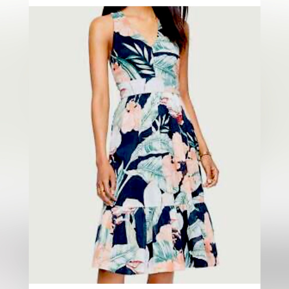 Ann Taylor Island Floral Cross Back Midi Dress